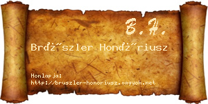 Brüszler Honóriusz névjegykártya